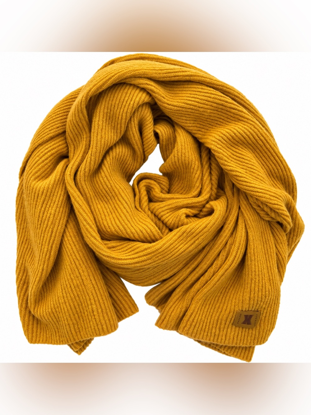 Savage X Fenty Oversized Mustard Honey Yellow Ribbed Knit Scarf